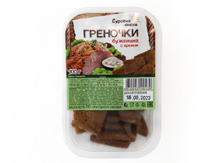 Деревенские гренки со вкусом Камчатского краба (Сурские): Сурские гренки Буженина с хреном (100 гр)